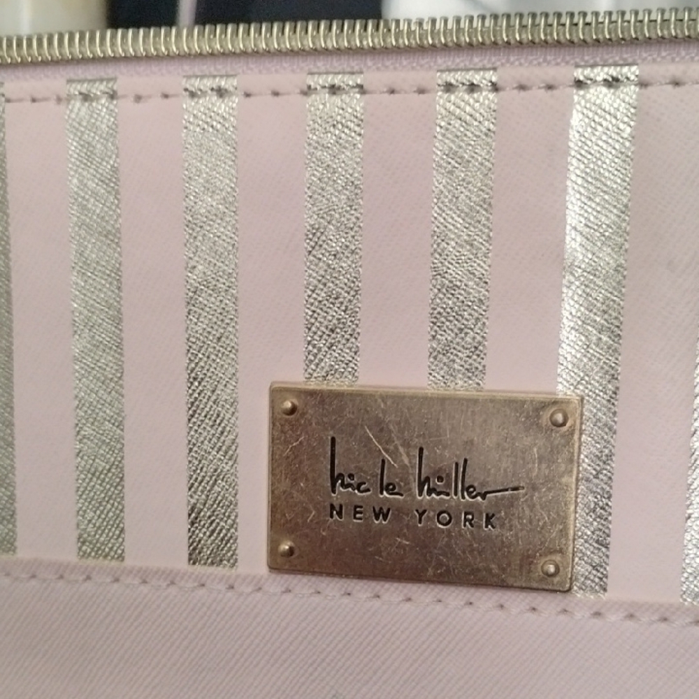 Nicole Miller Pink and Silver Glamorous Cosmetic Bag